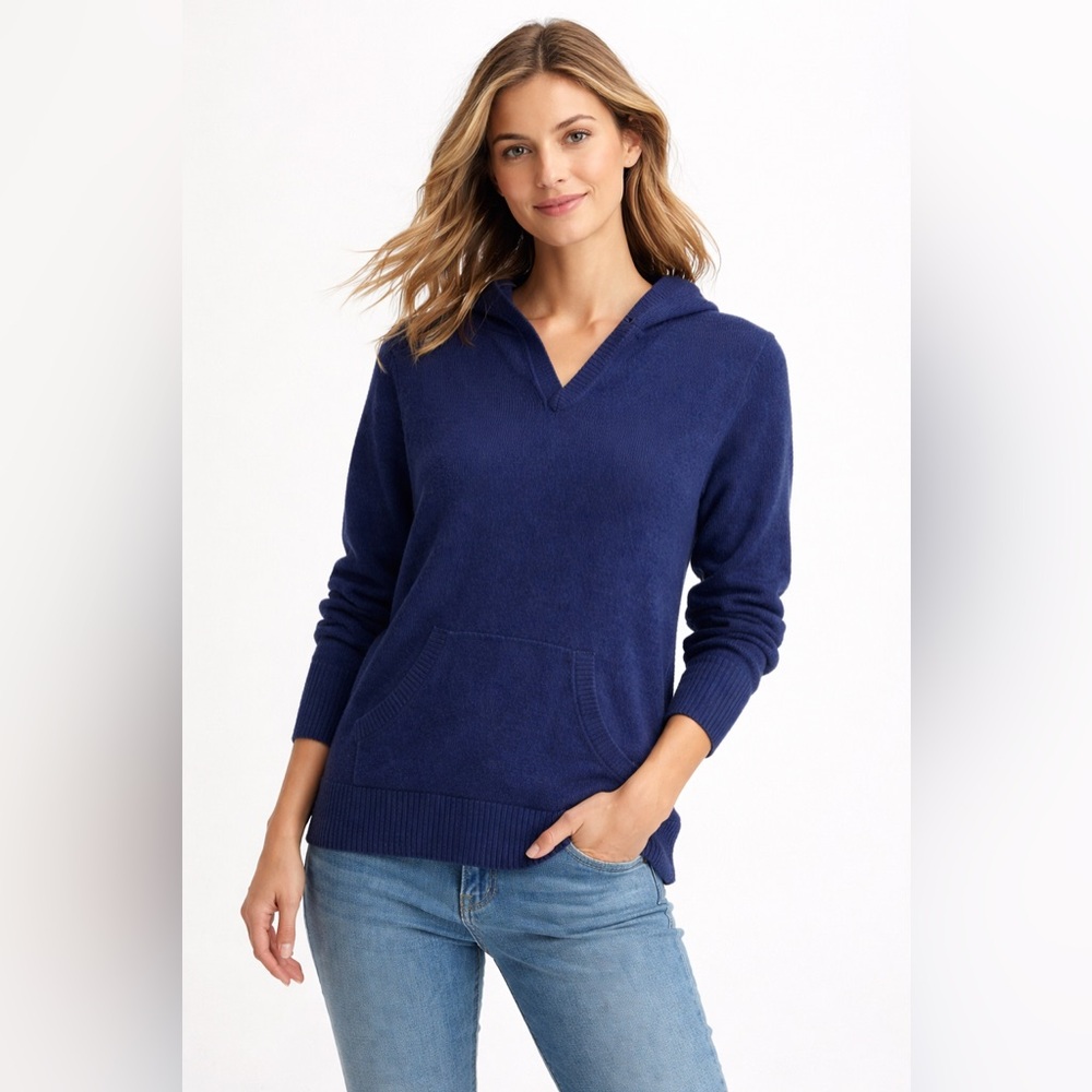 🧶 L.L.Bean 100% Cashmere Hooded Pullover Sweater XS 🧶‎